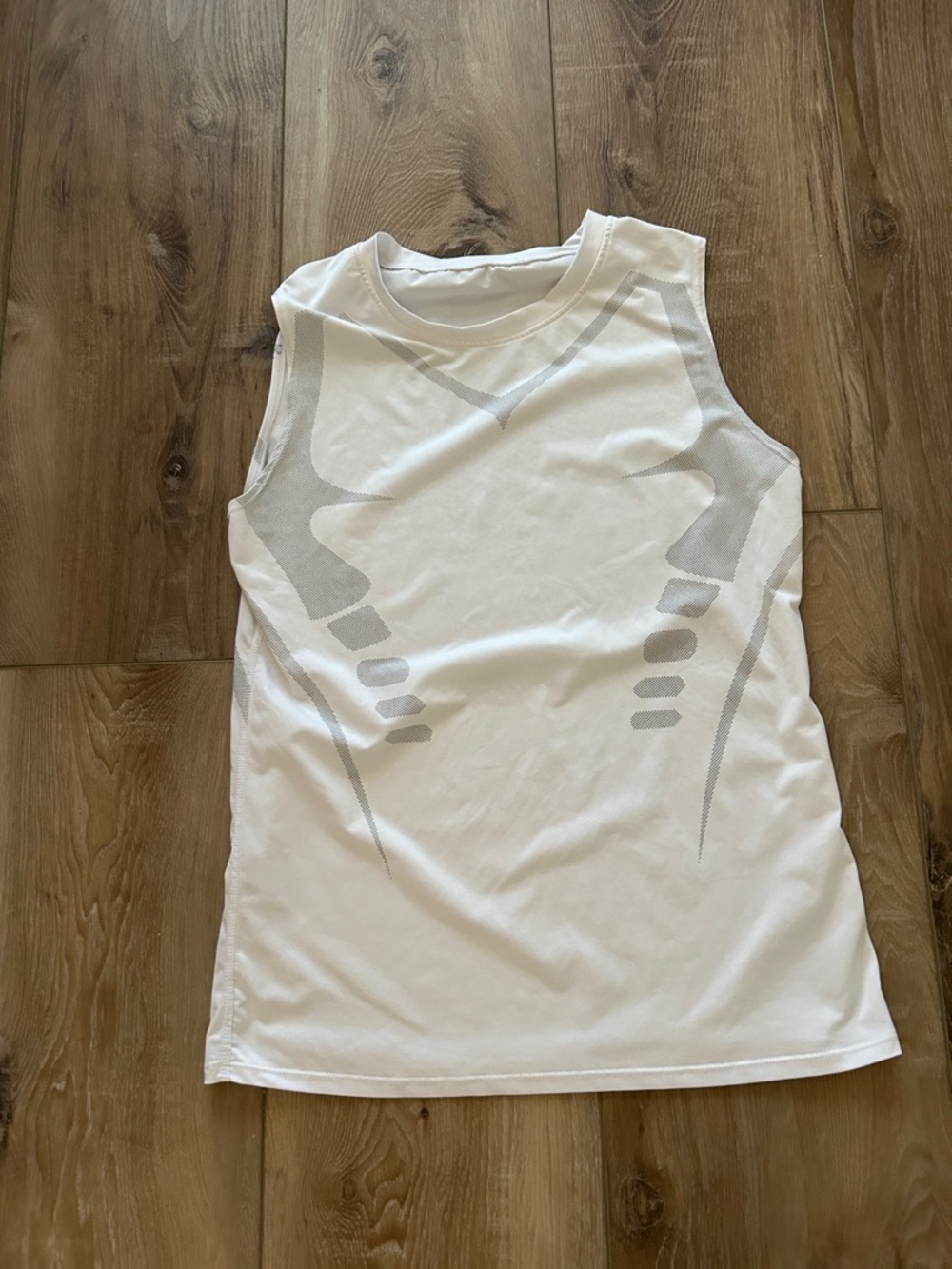 Amazon White Tank Top with Light Gray Performance Accents
